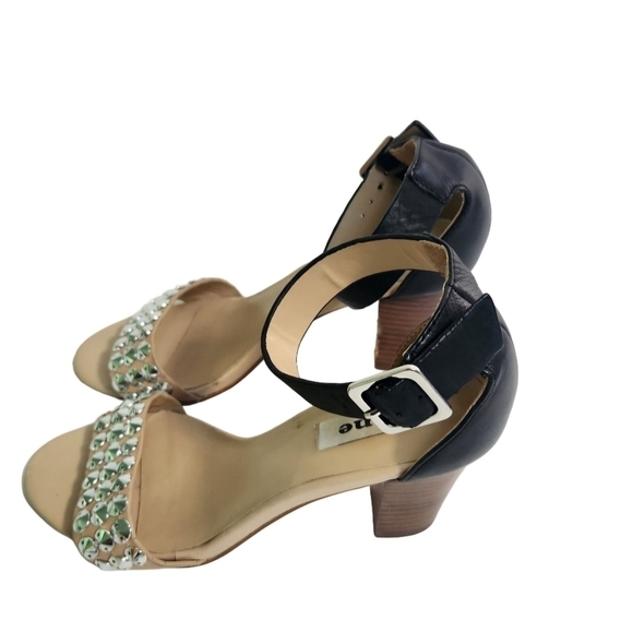 Dune London Flip Studded Leather Ankle Strap Block Heel Sandals Size 36(6M) - Picture 2 of 8